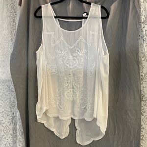 Torrid Cloud Dancer White Embroidered Sleeveless Top
